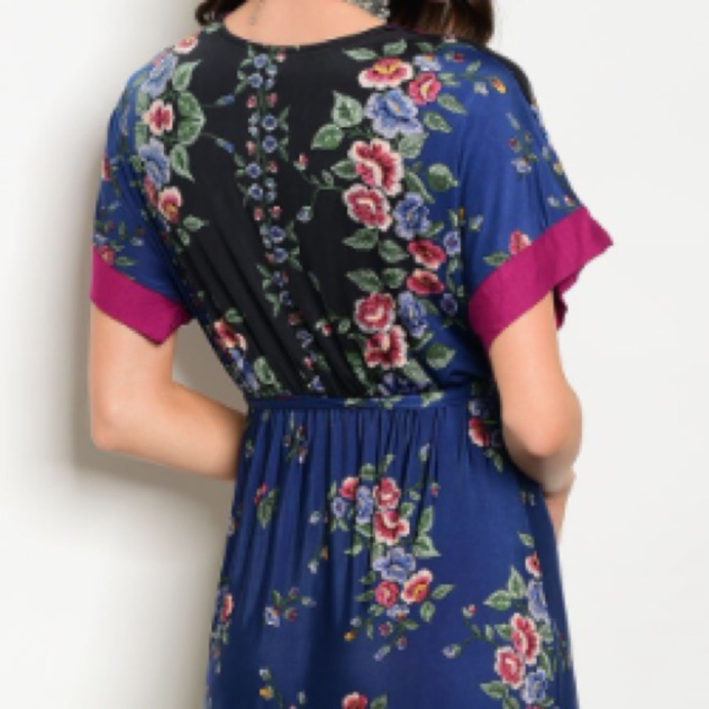 Navy & magenta floral maxi dress, PRETTY! - Picture 5 of 7